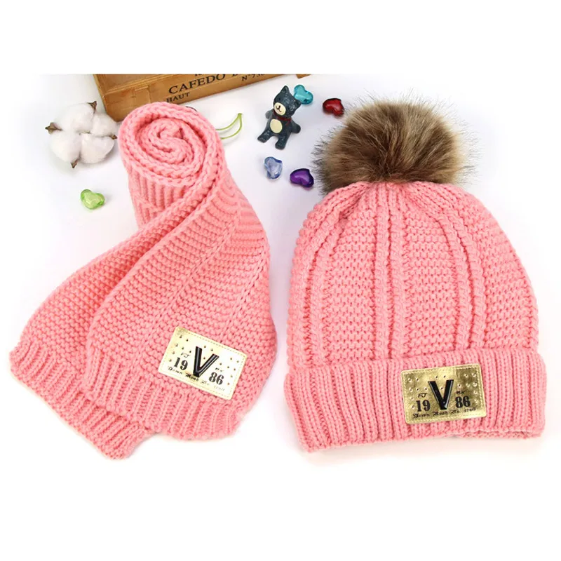 Conjunto de gorro y bufanda de punto para niños y niñas, gorro de invierno de 3 a 10 años, azul, rojo, amarillo, rosa y negro, 2 uds.