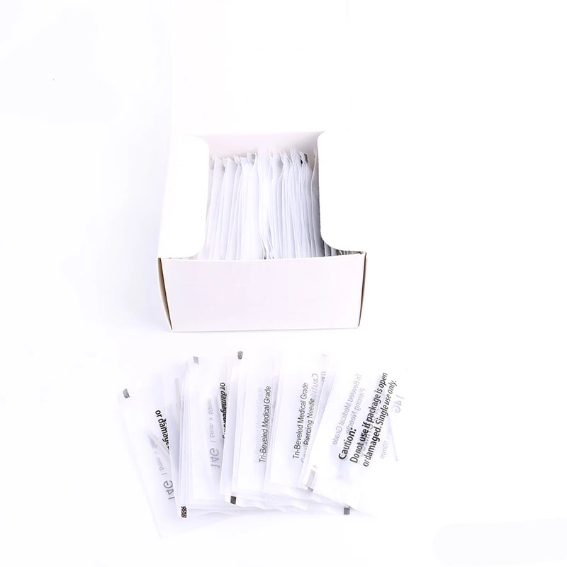 100PCS Disposable 316 Steel 12g/13g/14g/16g/18g/20g Piercing Puncture Needles For Navel Nipple Ear Nose Lips Tattoo Supplies Kit