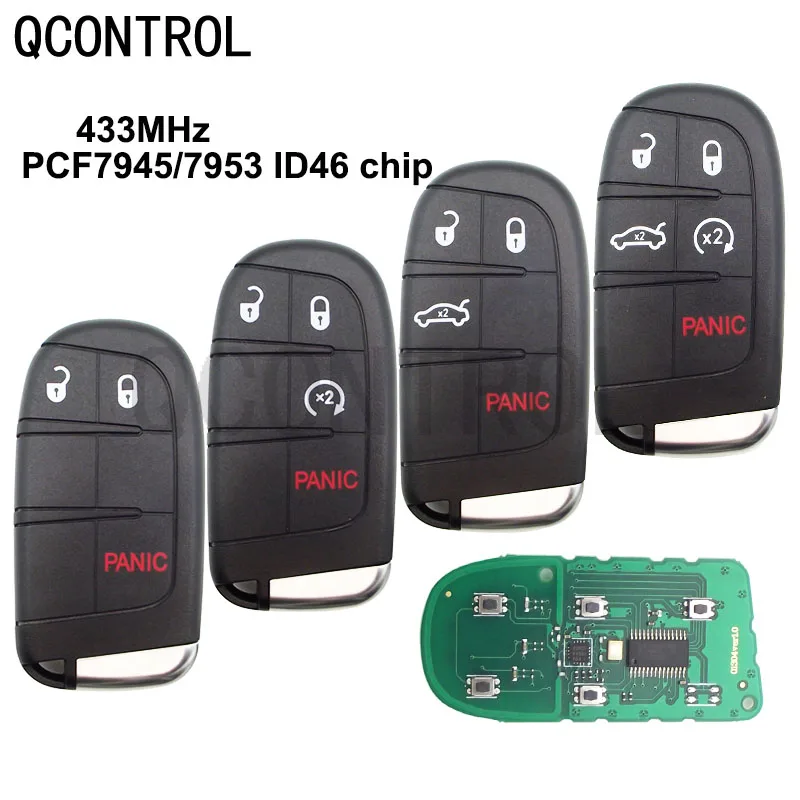 

QCONTROL M3N-40821302 Smart Remote Car Key Fob 433MHz PCF7953A ID46 For 2014 2015 2016 2017 2018 2019 Jeep Grand Cherokee