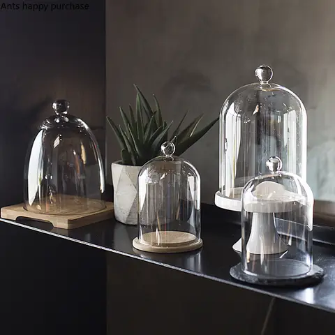 나무 트레이가 있는 케이크 플레이트 유리 커버, 세라믹 베이스, 원형 디저트 플레이트 세트, 장식 케이크 스탠드