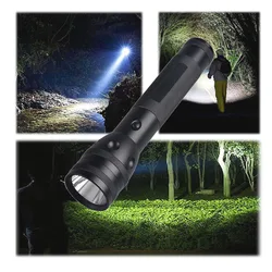 TOPCOM Powerful 10W LED Flashlight Hard Light Black Flashlight With Holster High Power T6 LED Heavy-duty 2 Cell D Battery