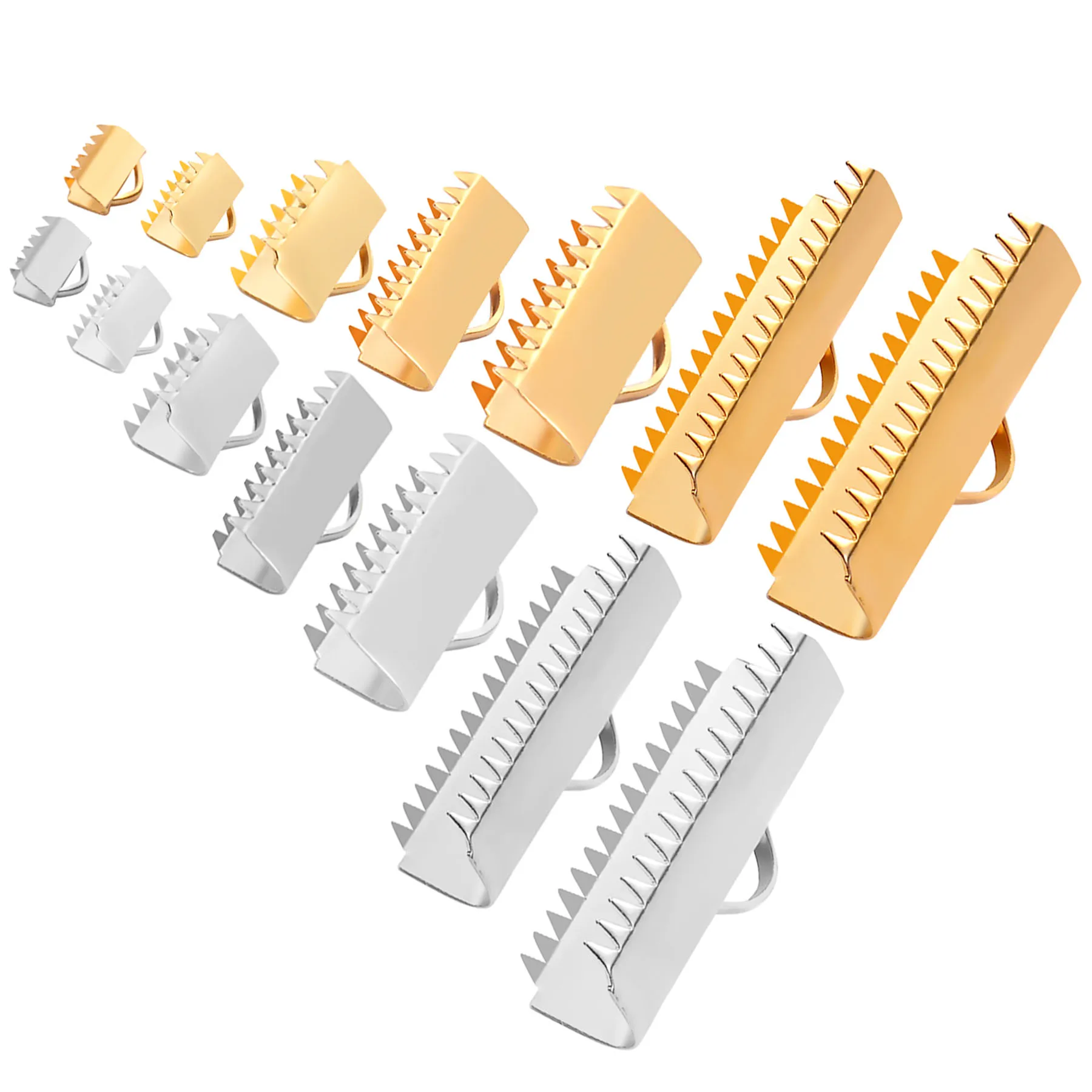 20Pcs/Lot Stainless Steel Crimp End Beads Buckle Tips Clasp Cord Flat Cover Clasps DIY Bracelet Connectors For Jewelry Making