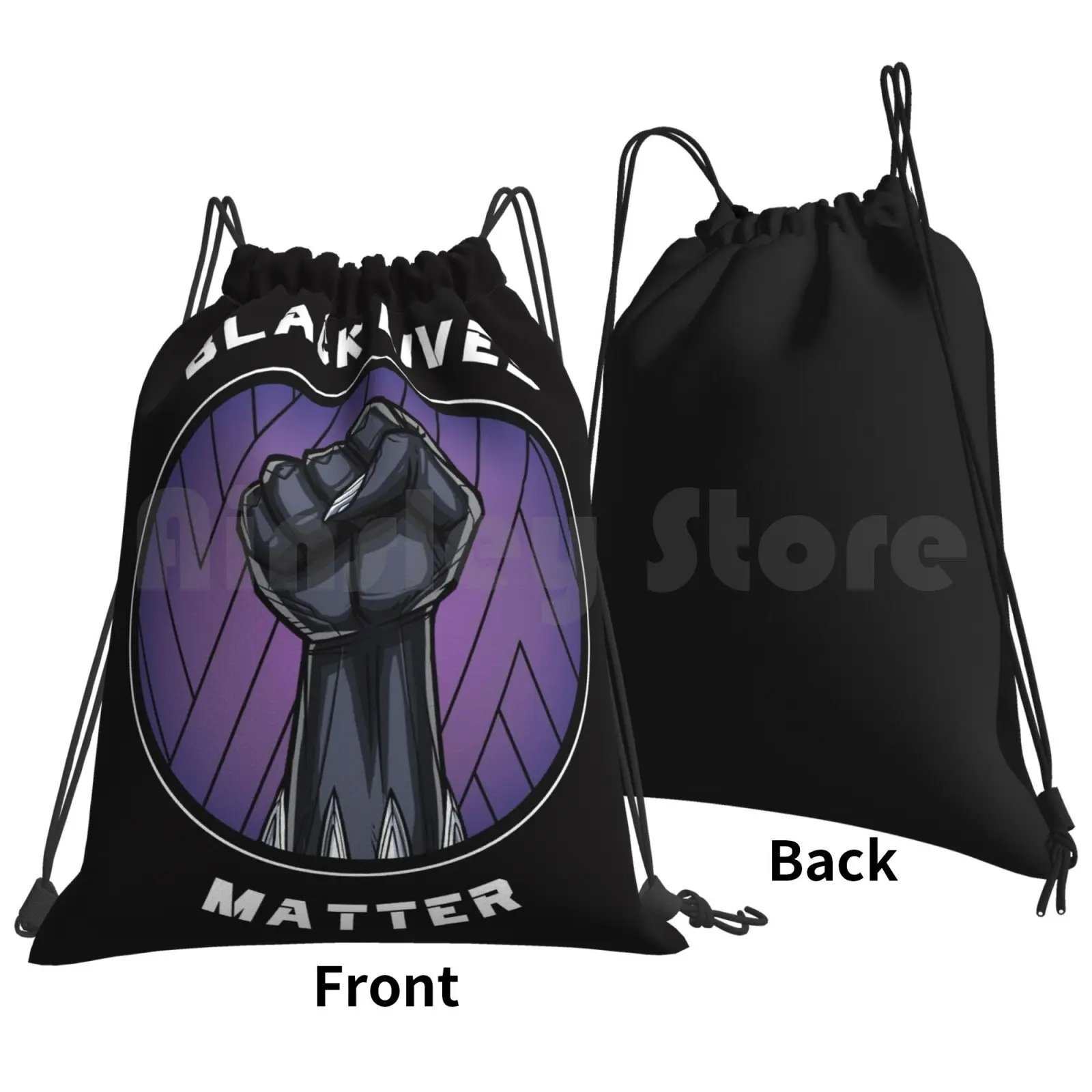 Black Lives Matter-Panther Backpack Drawstring Bags Gym Bag Waterproof Panther Comics Hero Superhero Wakanda Black Lives