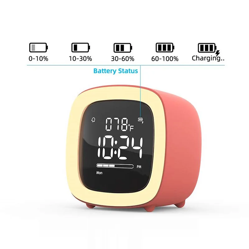 Youpin Cut Digital Alarm Clock Cartoon Night Light Bedside Desk Alarm Clock Rechargeable Battery Christmas Gift For Kids Child