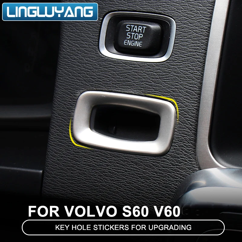 

Special Car Interior keyhole panel decorative cover trim stainless steel strip key ring 3D sticker for Volvo S60 V60