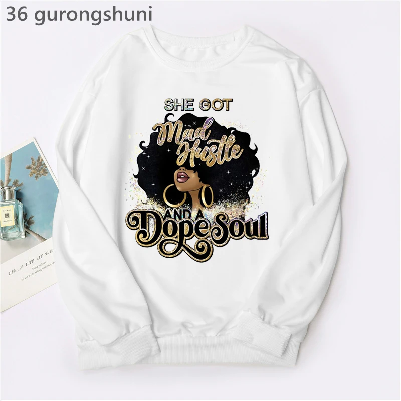 

African queen DOPE hoodies women black girl nutrition facts letter print sweatshirt women clothes 2021 autumn winter sudaderas