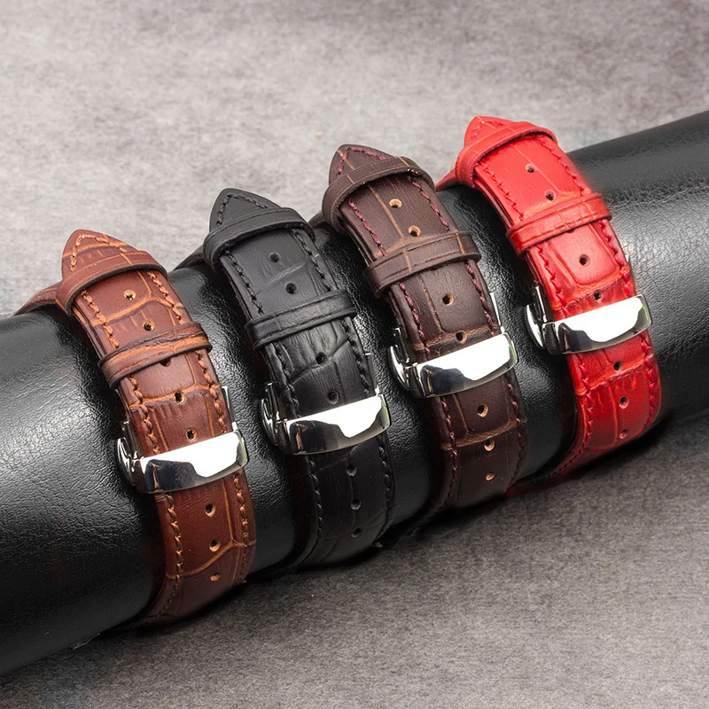 Genuine Leather strap For Apple watch band 44mm 40mm 42mm 38mm Crocodile bracelet correa iwatch series 7 SE 6 5 4 3 8 45mm 41mm