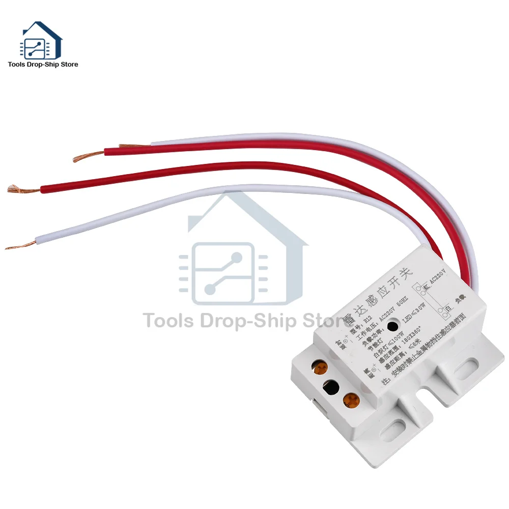 New 220V AC 50Hz Auto Infrared Sensor Switch PIR Microwave Radar Body Motion Sensor Module Adjustable For Time Distance Range