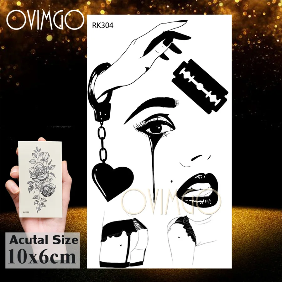 Black Sexy Bra Girl Temporary Tattoo For Men Women Body Art Arm Leg Neck Realistic Tatoo Disposable IDY Fake Tattoos Stickre