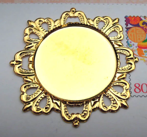 200pcs Filigree Square Flower Pendant Settings with 25mm 30mm Round Bezel Connector Resin Cabochons Base DIY Jewelry Making