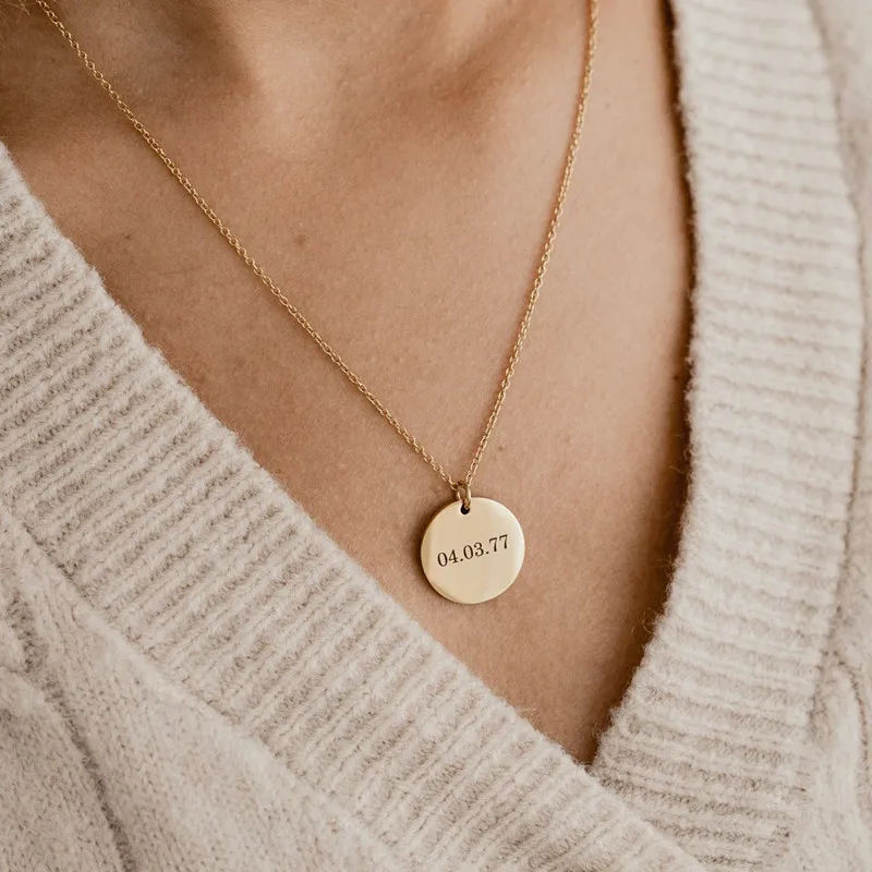 Custom Name Engraved Coin Necklaces Gift From Daughter For Women Personalized Jewelry For Grandma From Son Gift For Friends