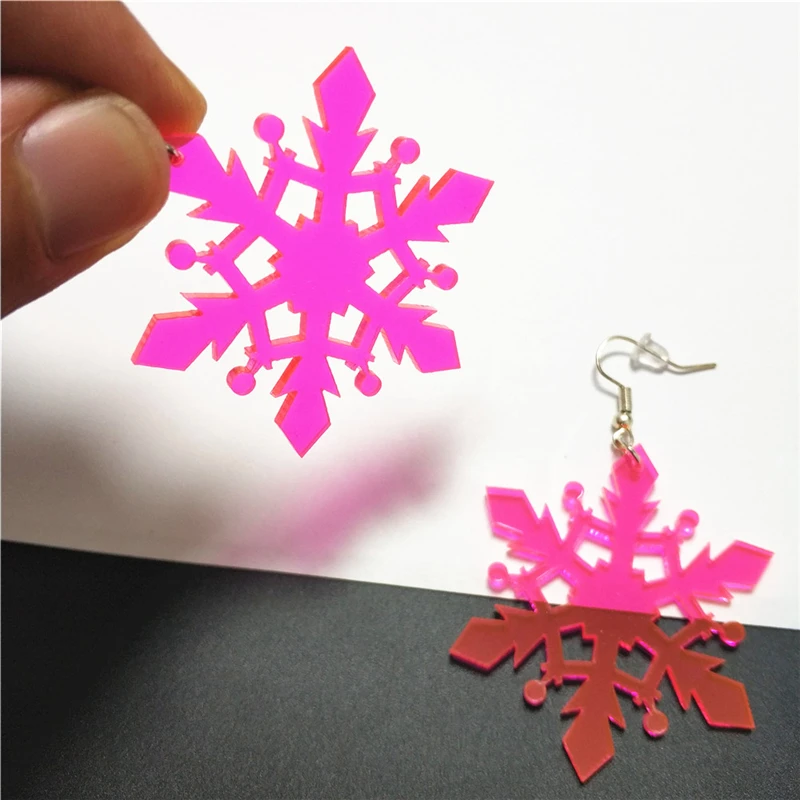 KUGUYS Hot Pink Cute Drop Earrings for Women Dangle Jewelry Face Star Lightning Snow Acrylic Fashion Festival Party Accessories