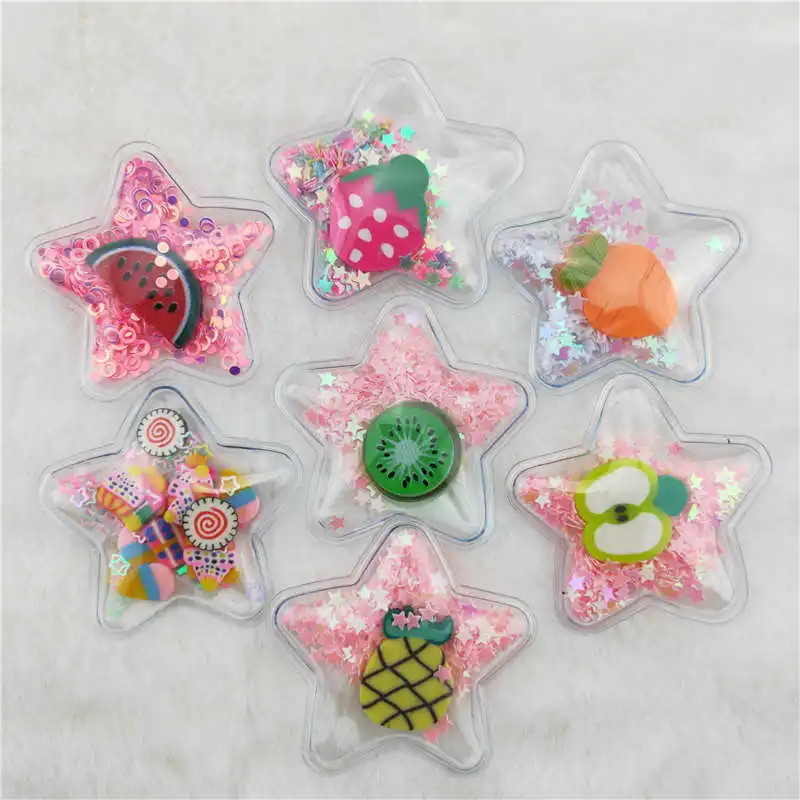 

70pcs/lot 5cm Star Transparent Bling bling Star Flowing Patches Appliques for Children clip and DIY Hair Clip Accessories