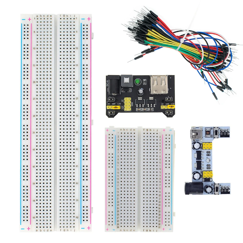 MB-102 MB102 브레드보드 400 830 포인트 65 점퍼 와이어, 무납땜 PCB 브레드 보드 테스트, DIY 전원 모듈 개발