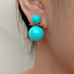 Y.YING 8.5mm-14mm Turquoise Blue Sea Shell Pearl Stud Earrings