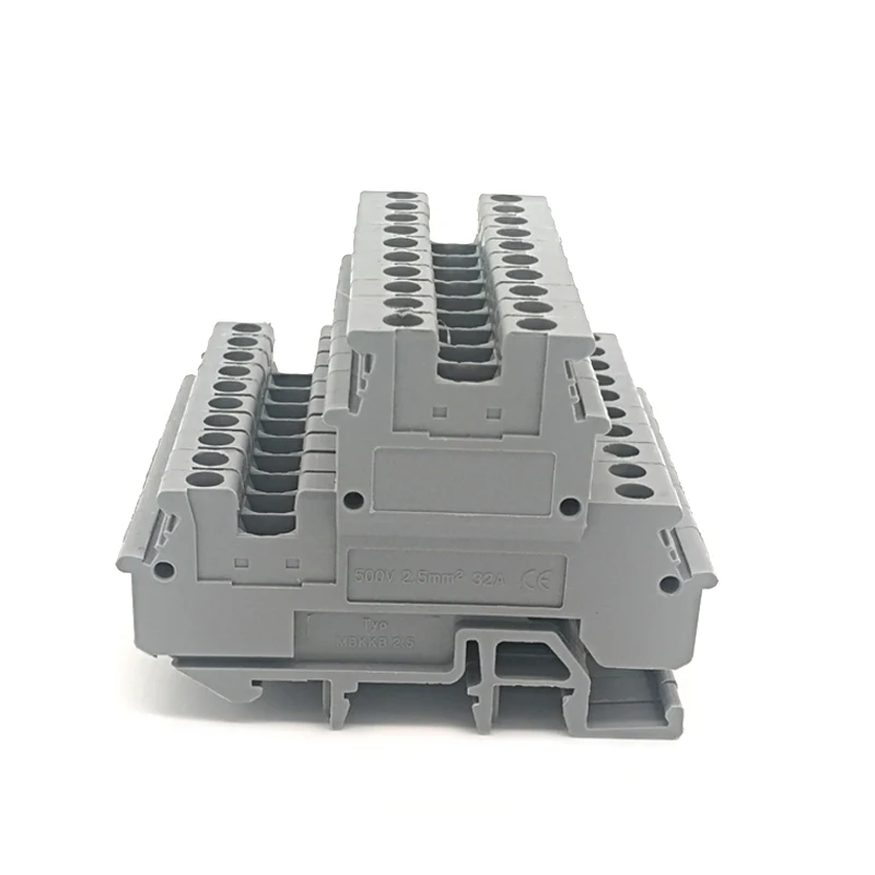 1/5Pcs Din Rail Dual Rij Terminal Blok MBKKB2.5 Schroef Type Draad Elektrische Dubbele Connector Morsettiera 32A Bornier