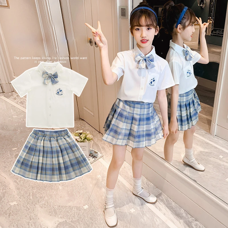 Japanese Kids Primary School Uniforms Jk Uniform Anime Cosplay Costumes Short Sleeved Pleated Skirt Kawaii Harajuku Costume