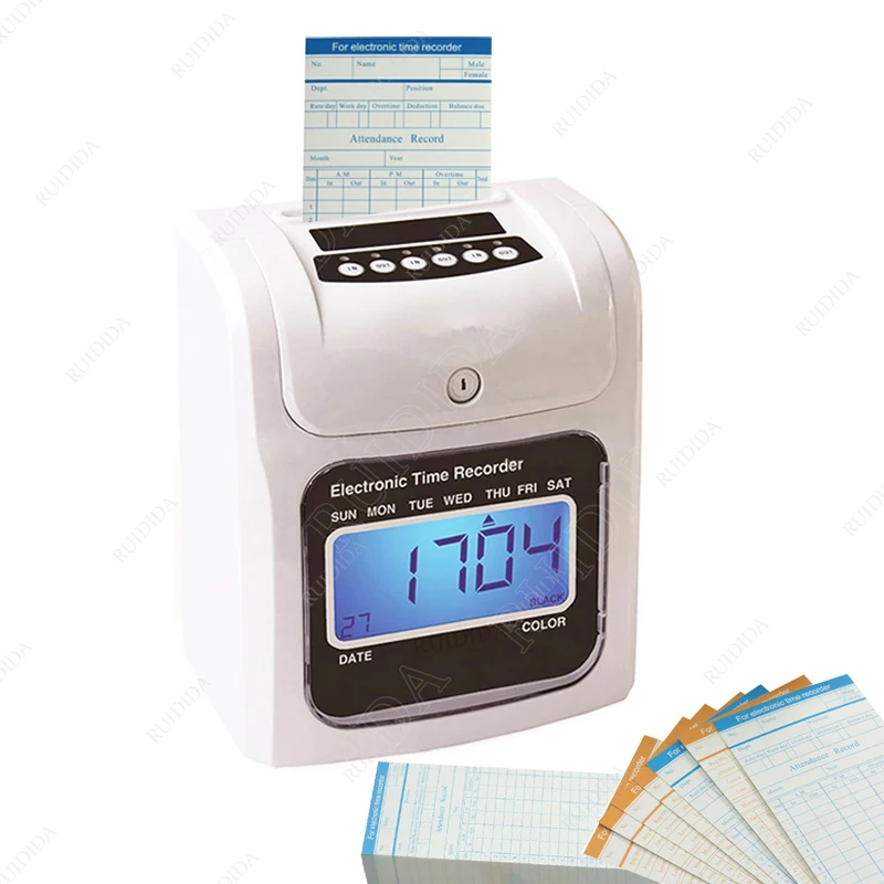 Recorder Digital Time Recorder Attendance Machine Time Card for Recorder Office Factory Staffs  Employee Check in Time Recording