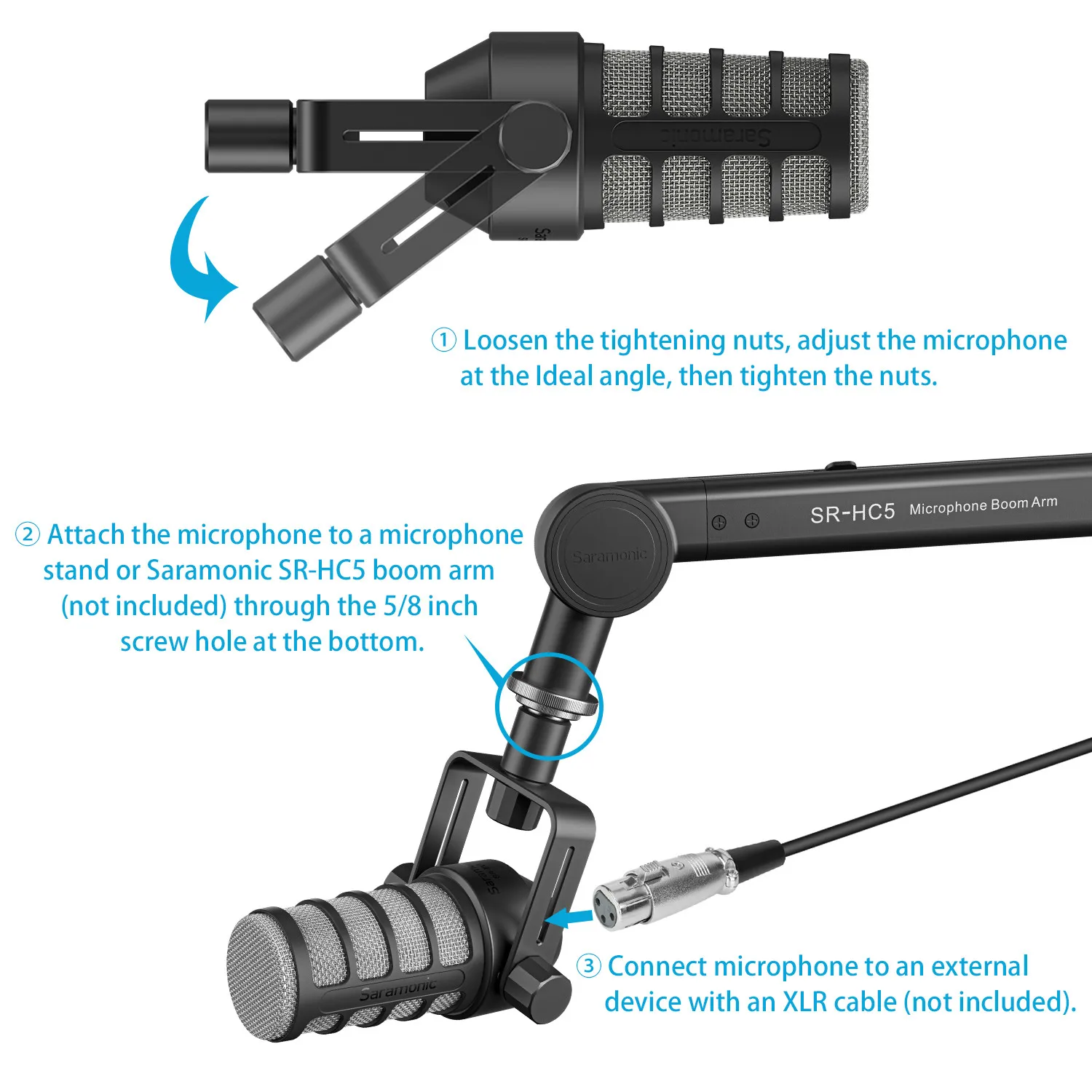 Saramonic SR-BV1 XLR Desktop Dynamic Cardioid Broadcasting Microphone for Podcasting Recording Studio Streaming Blogging Vlog