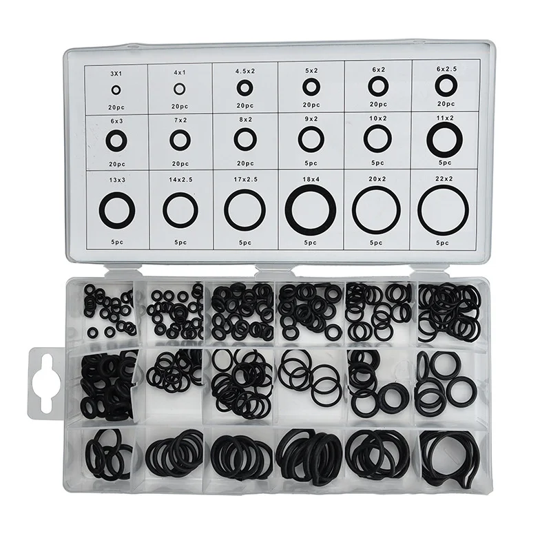 225pc O-ring Assembly Seal Hardware Assemble Rubber Construction Resists Oil Gas Water And Alcohol Solvents