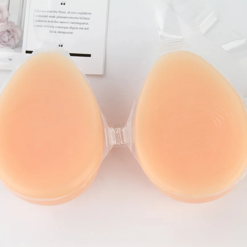 SBT Tear Drop Shape Transgender Silicone Breast Forms with Transparent Straps 400-1600gpair