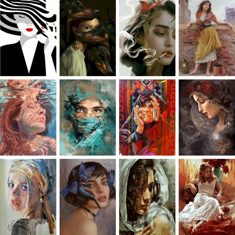 Gatyztory 60×75cm Frame Woman Painting By Numbers For Adults Kids Figure Handpainted Kits Canvas Drawing Acrylic Paints Wall Art