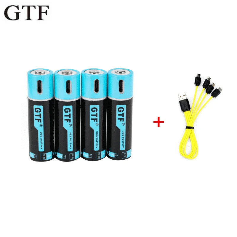 GTF 100% pojemność 1.5V 1500mAh AA akumulator litowo-jonowy 2250mwh litowo-polimerowy z USB akumulator litowy usb + kabel USB