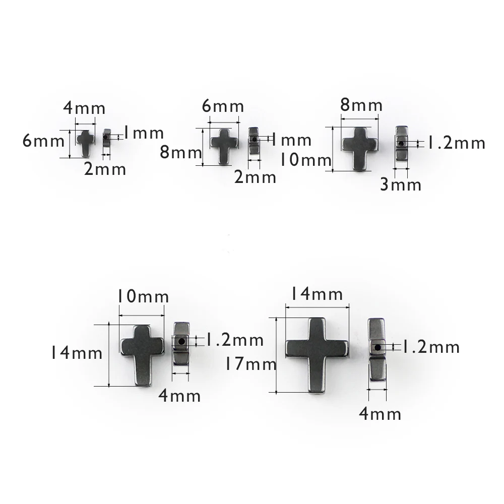 UPGFNK Natural Stone Cross Black Hematite Spacer Beads 4/6/8/10/14mm charm Loose beads For Jewelry making bracelet DIY Findings