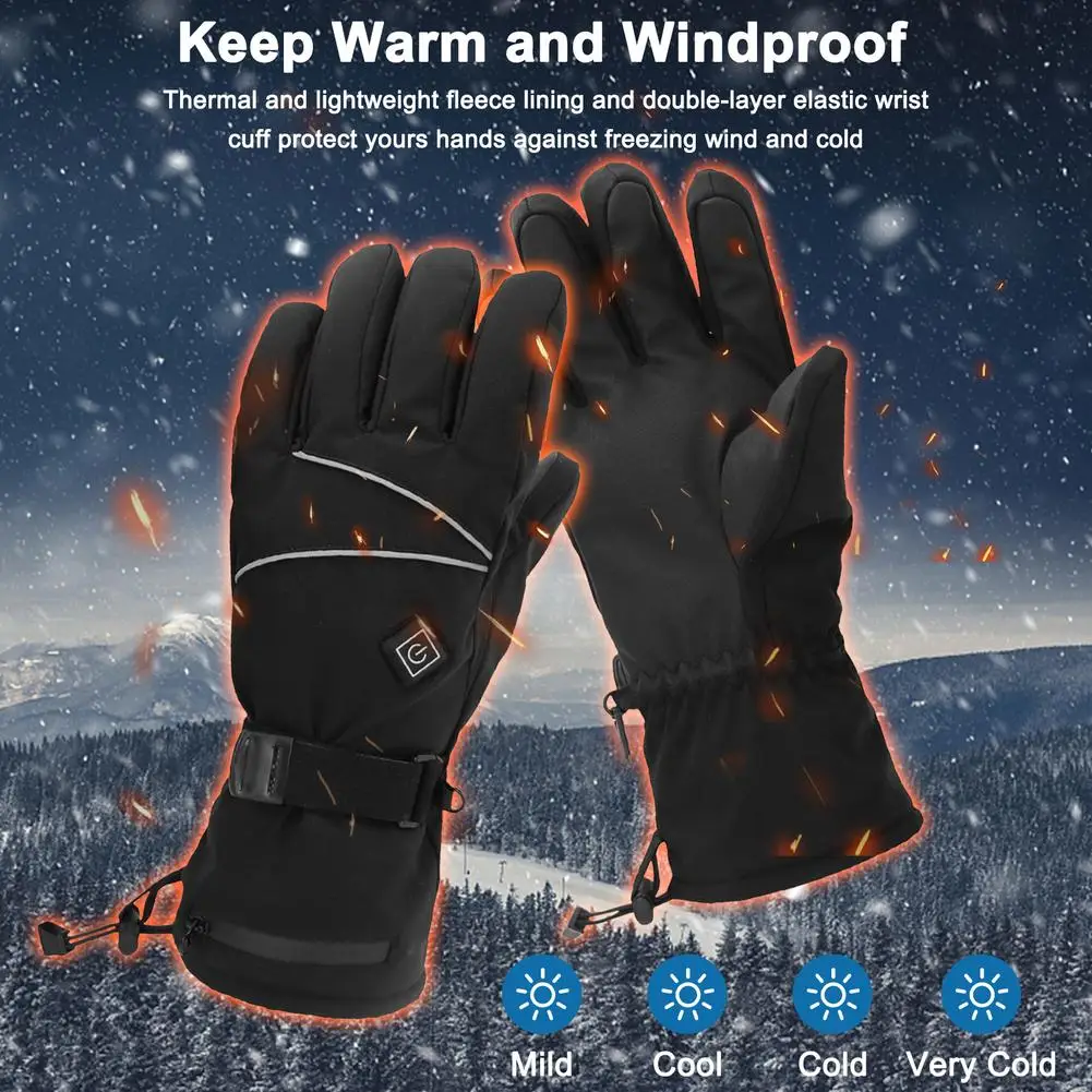 Winter Electric Heated Gloves 3 Speed Temperature Adjustment Glove Touch Screen Thermal Battery Box Gloves For Cycling Camping