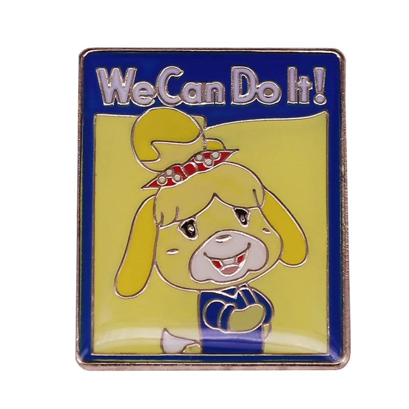 ACNL We can do it Isabelle Charm Feminism pin Your favorite assistant slash secretary offering a little encouragement brooch