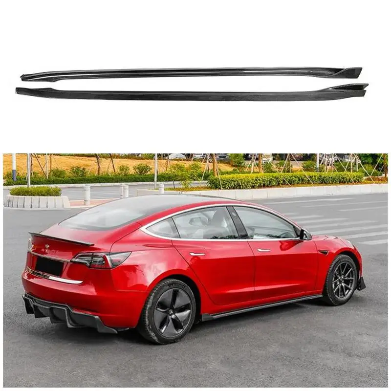 For Tesla Model 3 2019 2020 2021 2022 Carbon Fiber Body Side Skirt kit Lip Spoiler High Quality Auto Accessories