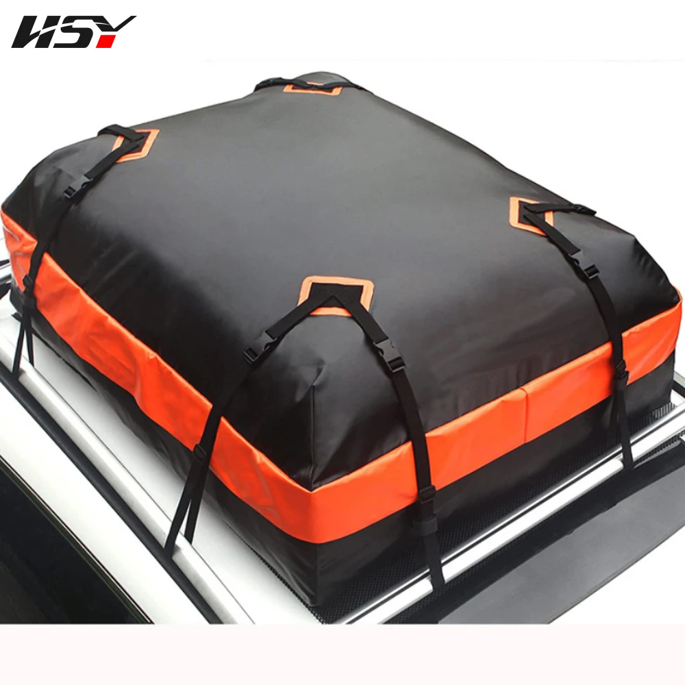 

500D PVC Tarpaulin Waterproof Cargo Bag Classic Black 15 Cubic Feet Premium Quality Universal Waterproof Travel Roof Top Car Bag