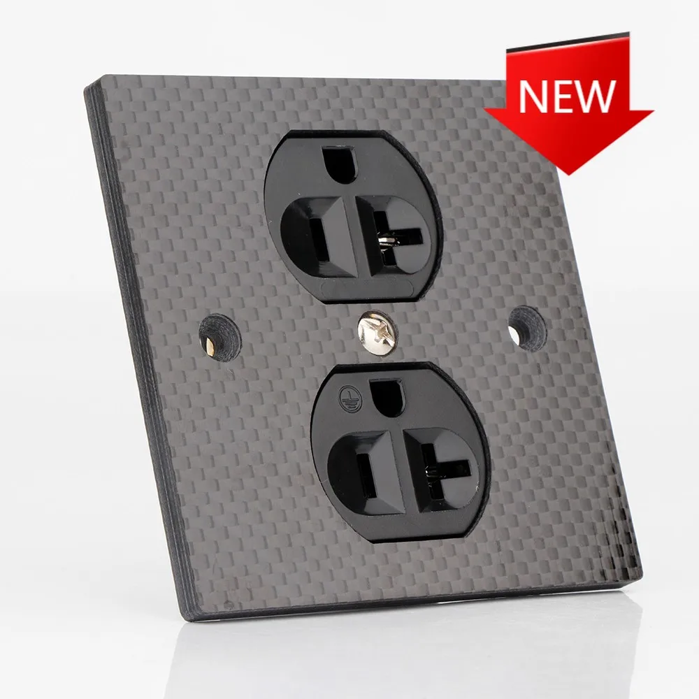 

High End HiFi Carbon Fiber AC Power Duple Receptacles Wall socket Outlet Cover Plate CP150 / CP86