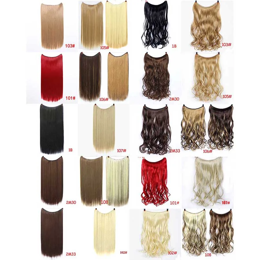 MUMUPI No Clip In Hair Extensions Curly Synthetic Secret Fish Line Hairpieces Hair Extensions One Piece Women\'s Natural