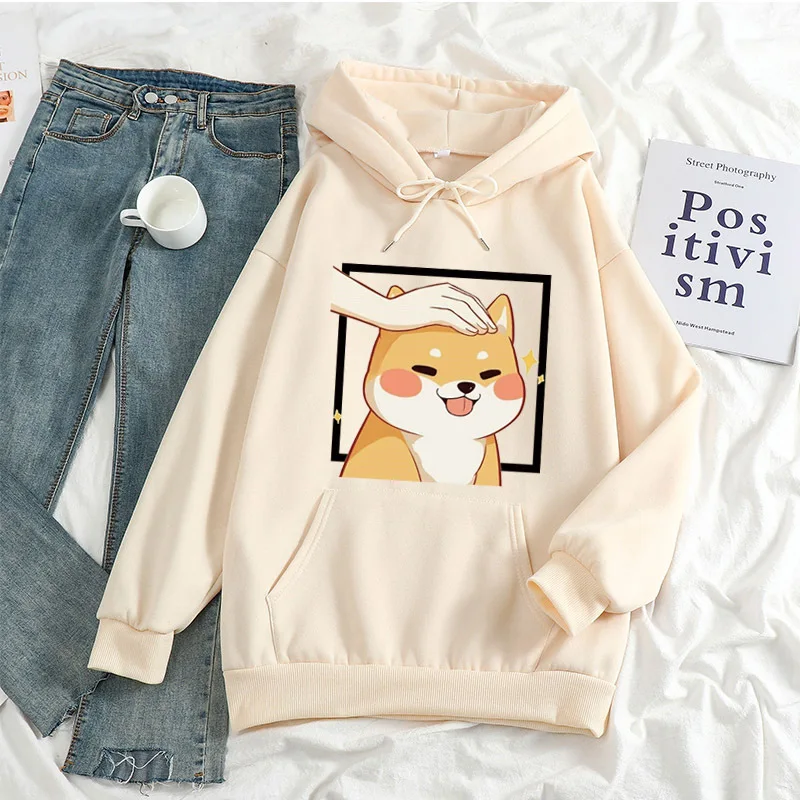 

Парная одежда, новинка, кавайная толстовка унисекс с принтом Сиба-ину для мужчин и женщин, свободная повседневная толстовка, уличная одежда в стиле Харадзюку, футболка оверсайз
