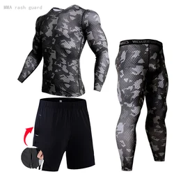 Corsa E jogging Camicia Uomini di Compressione Pantaloni vestito di Pista Leggings Sport Fitness set di allenamento MMA rashgard Rapido maschio a secco Palestra tute da jogging