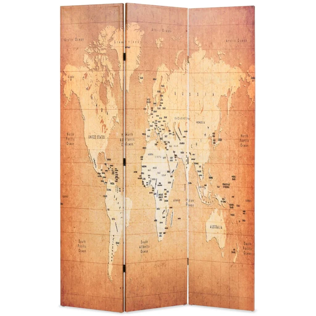 Folding Room Divider Privacy Screen Protector Living Room Bedroom Bathroom Paravent Partition Separator 120x170 cm World Map