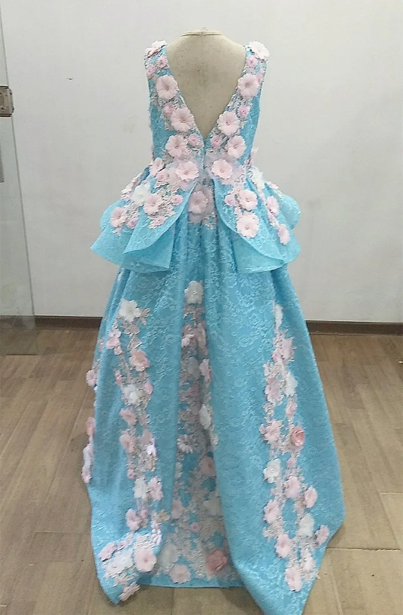 Robe à fleurs pour filles, tenue de soirée élégante et Chic, pour fête d'anniversaire, Photos réelles, avec des Appliques en dentelle, nouvelle collection 2020