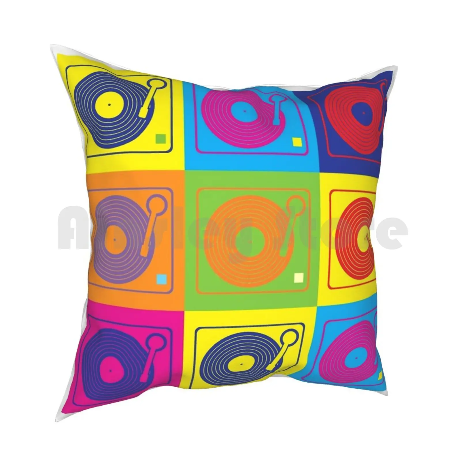 Vinyl Record Turntable Pop Art 2 Pillow Case Printed Home Soft DIY Pillow cover Music Dj Records Turntable Phonograh Vinyl