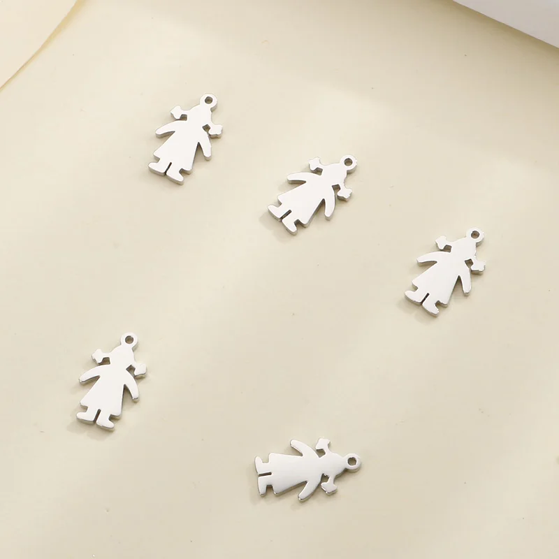 3Pcs/Lot Boy and Girl Pendant Jewelry Making Necklaces DIY Bracelet Family Children Stainless Steel