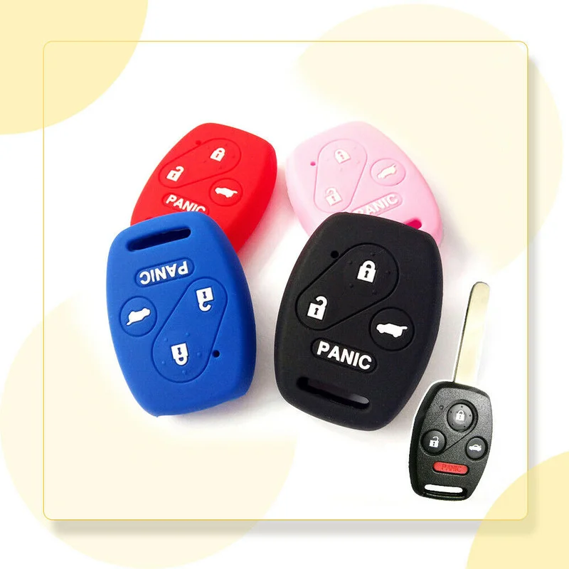 4-Color for Honda Accord Civic Silicone Car Key Case Cover Keyless Fob Shell Skin Holder Protector Covers 4 Button