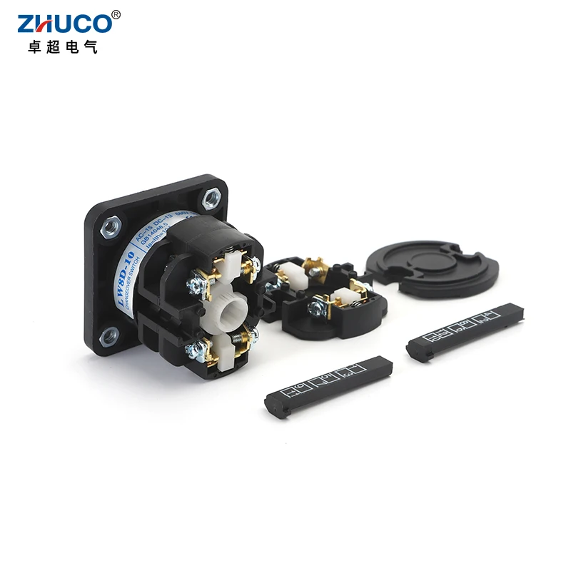 ZHUCO LW8D-10 3 Positions 1-4 Phases 10A 1-0-2 Panel Mounting Cam Changeover Switch Reversing Switch Rotary D101.1 D202.2 D303.3