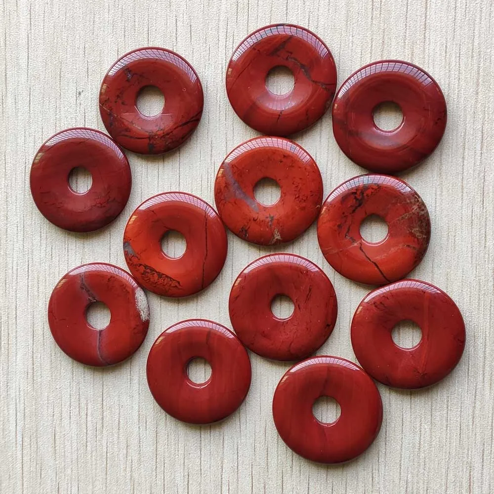 

Fashion good quality natural rainbow stone pink circle donut charms Beads 30mm for jewelry making 12pcs/lot wholesale free