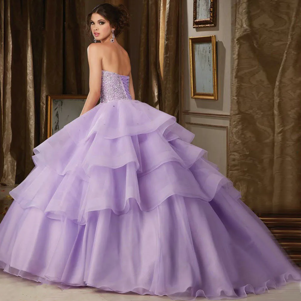 JaneVini-Vestido largo De quinceañera árabe De lujo, vestido De baile con cuentas ostentosas, vestido púrpura lavanda, Vestidos De quinceañera