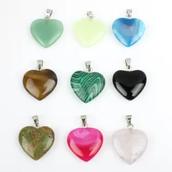 5Pcs/Pack Natural Stone Semi-precious Pendants Heart Shape 10 Colors Handmade DIY Necklace Jewelry Accessories 20*22*6mm Size