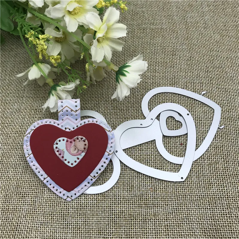 Die Cut Metal Cutting die keychain shaker Heart Paper Key Chain Scrapbook Paper Craft Card Punch Art Knife Cutter