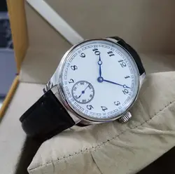 GEERVO No logo 41mm stainless steel Manual mechanical men's Watch White dial blue hand second hand is 6 o'clock ST3621 Movement