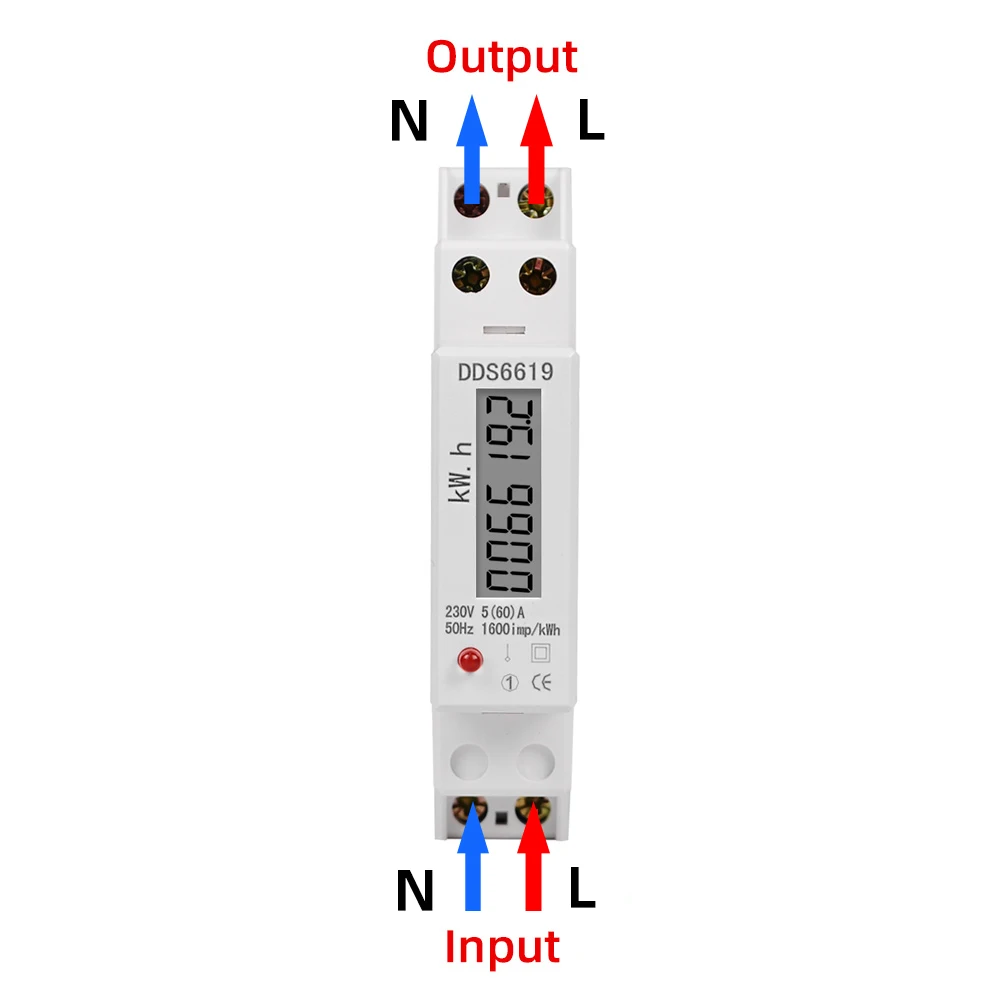 1P 18mm Single Phase 2 Wire Digital Wattmeter Power Consumption Analog Energy Meter kWh AC 230V 50Hz Electric Din Rail Mount