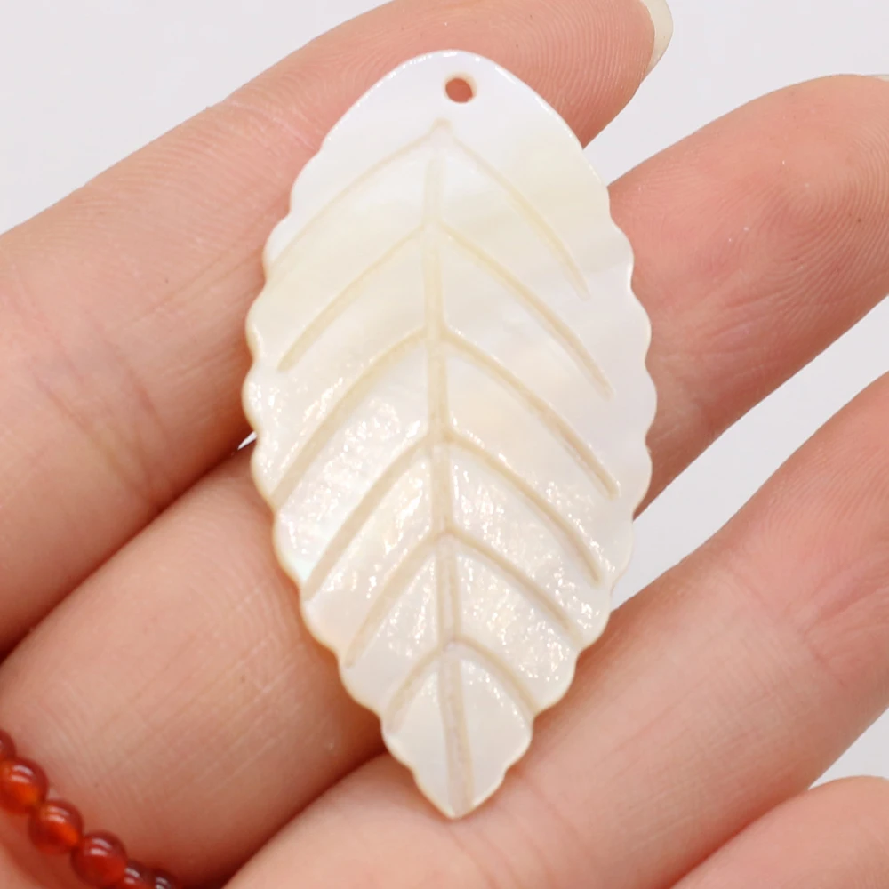 10Pcs Natural Freshwater White Shell Pendant Leaf-Shaped Loose Beads For Jewelry Making DIY Necklace Earrings Accessory