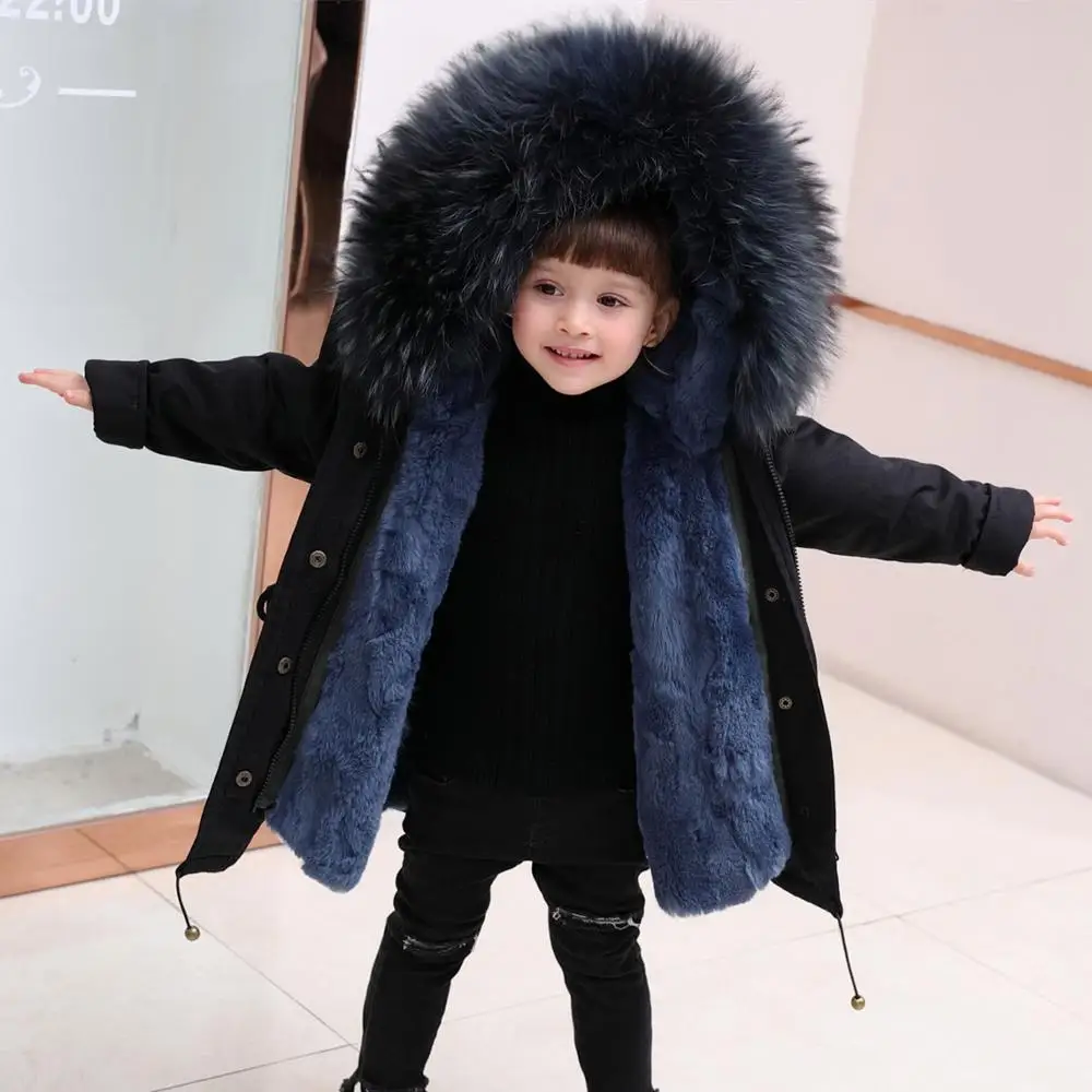 

Winter Kids Real Rex Rabbit Fur Parker Coat Warm Thick Boys Coats Hooded Teenage Children Outwear Parka 2020 Unisex Jacket Coat